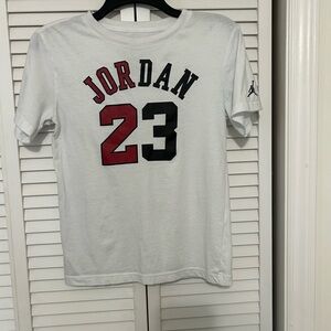 Boys Jordan White Tee with Red Jumpman and Black Graphic